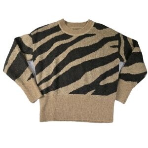 Vintage Banana Republic Alpaca Blend Knit Sweater Black Tan Animal Print Mobwife